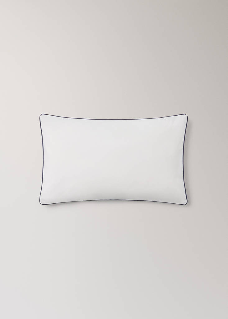 Reversible cotton percale cot pillowcase with contrast piping 30x50 cm — Sky Blue