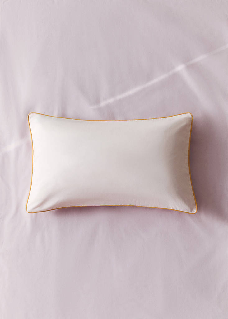 Reversible cotton percale cot pillowcase with contrast piping 30x50 cm — Light/Pastel Purple