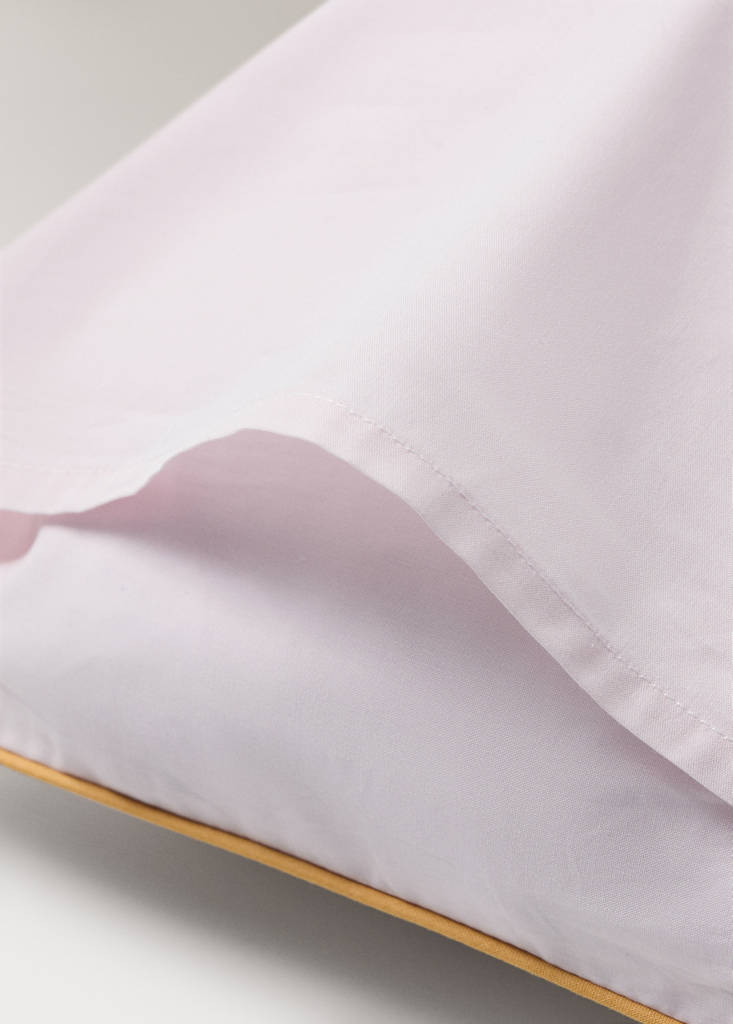 Reversible cotton percale cot pillowcase with contrast piping 30x50 cm — Light/Pastel Purple