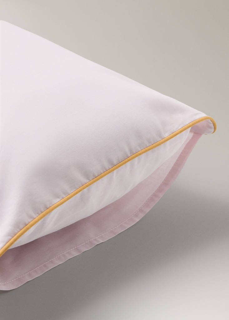 Reversible cotton percale cot pillowcase with contrast piping 30x50 cm — Light/Pastel Purple