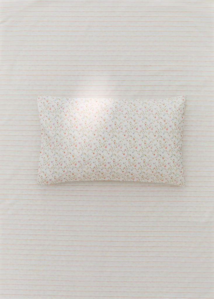 Funda almohada cuna algodón flores