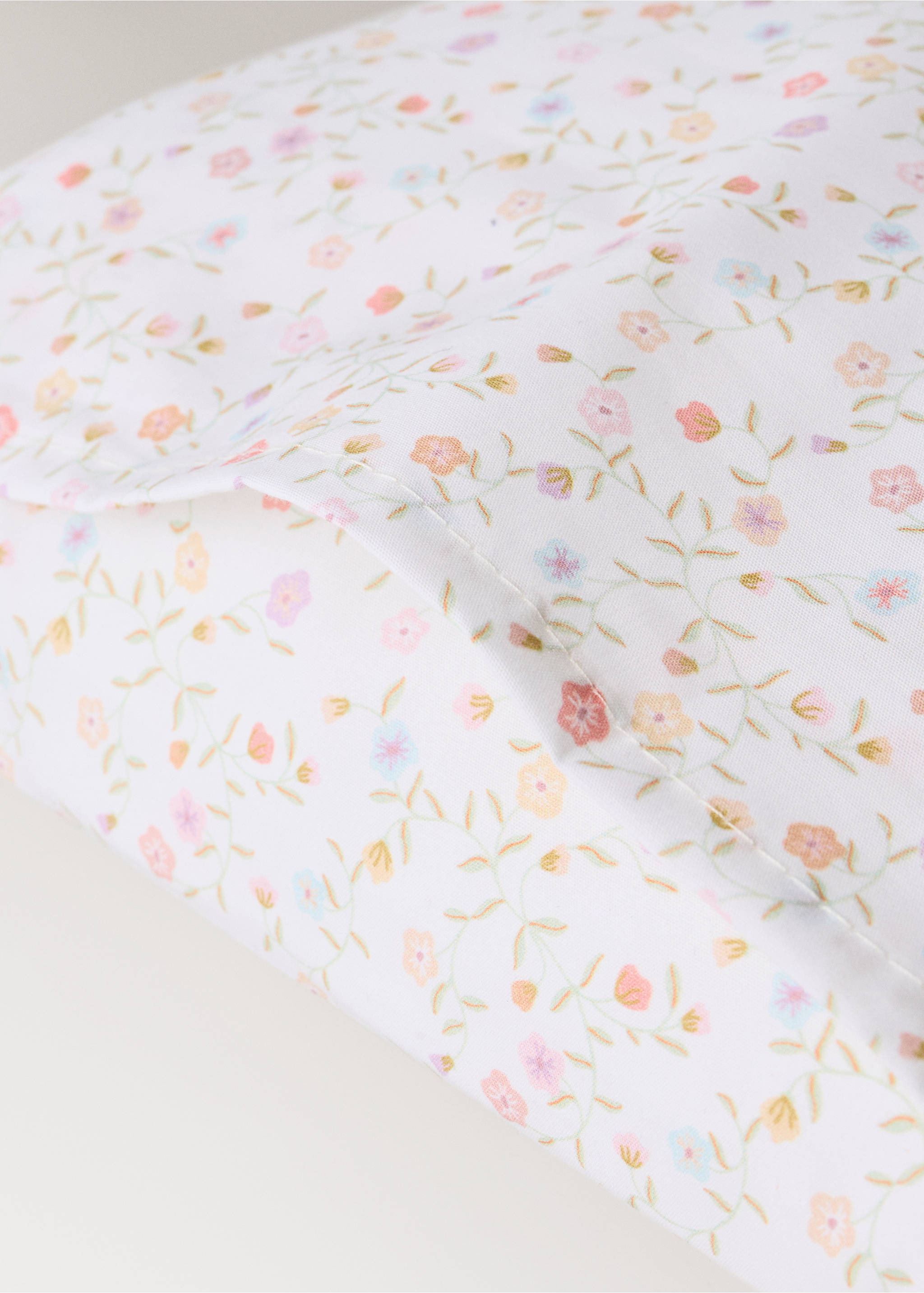 Cot bed pillowcase cotton floral - Details of the article 2, Pink. Ref: 27054069-00.