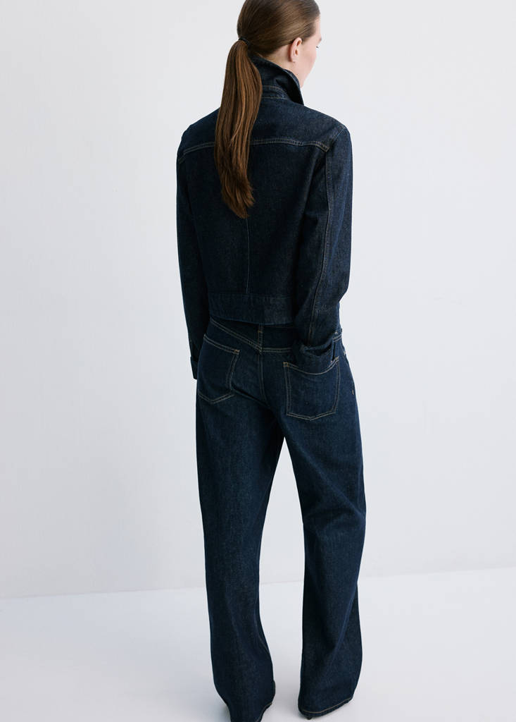 Fitted denim jacket with pockets — Open Blue