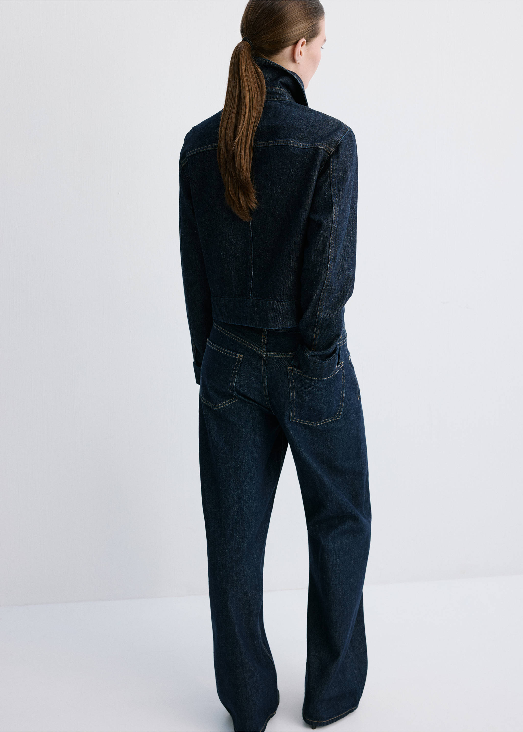 Chaqueta vaquera entallada bolsillos - Reverso del artículo, Azul. Ref: 27054073-00.