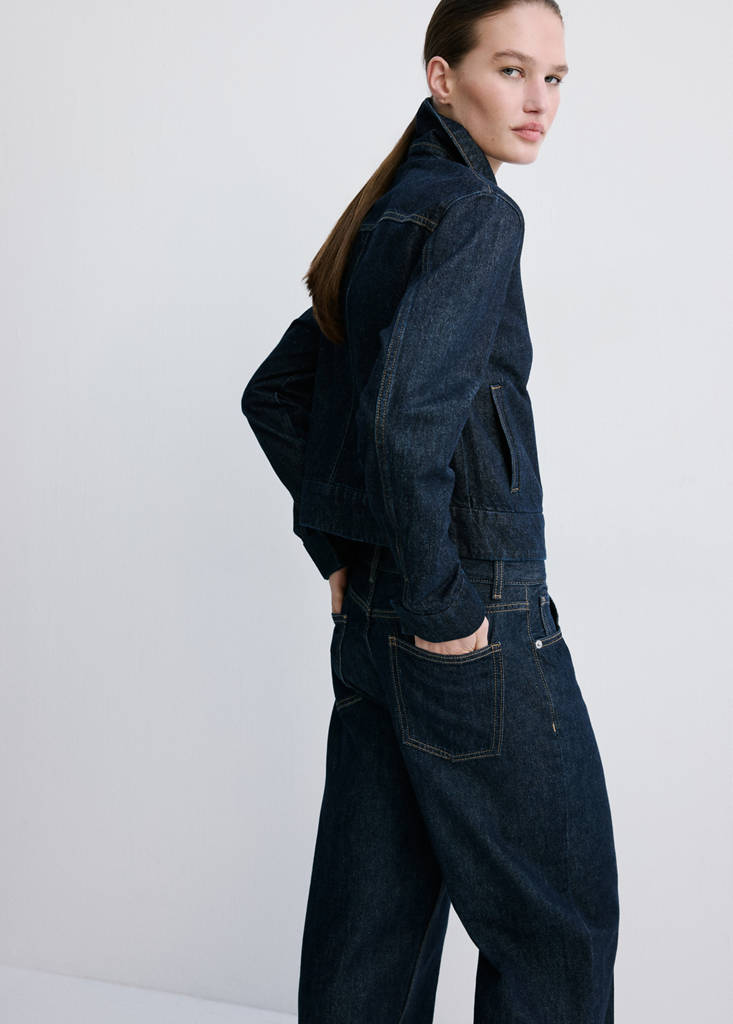 Fitted denim jacket with pockets — Open Blue