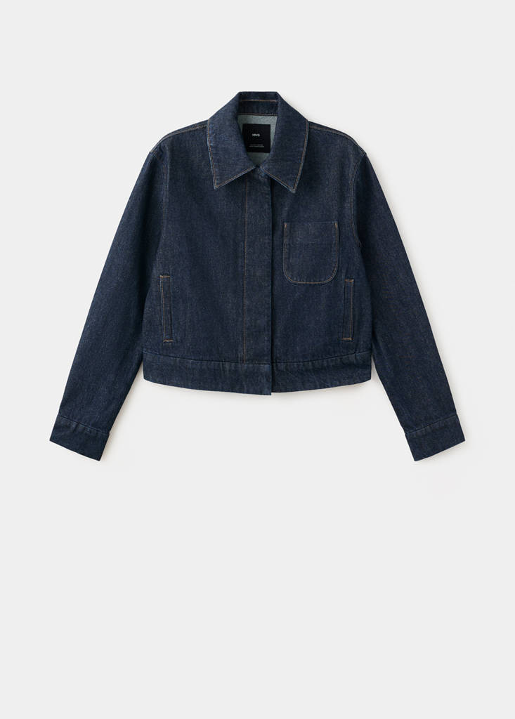 Fitted denim jacket with pockets — Open Blue