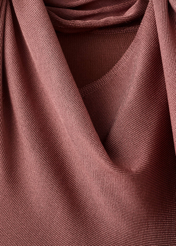 Satin knit foulard dress — Russet