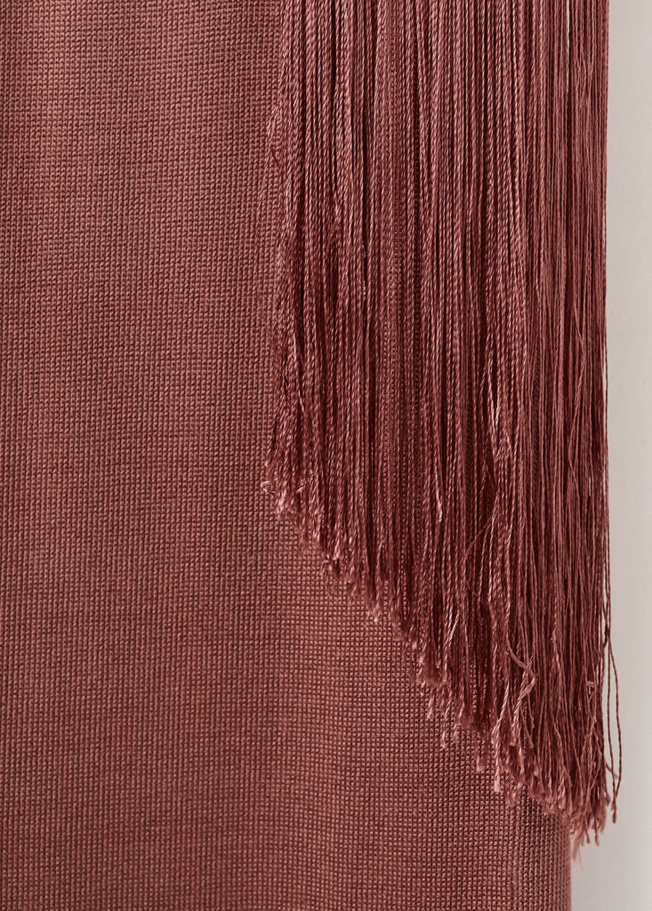 Satin knit foulard dress — Russet