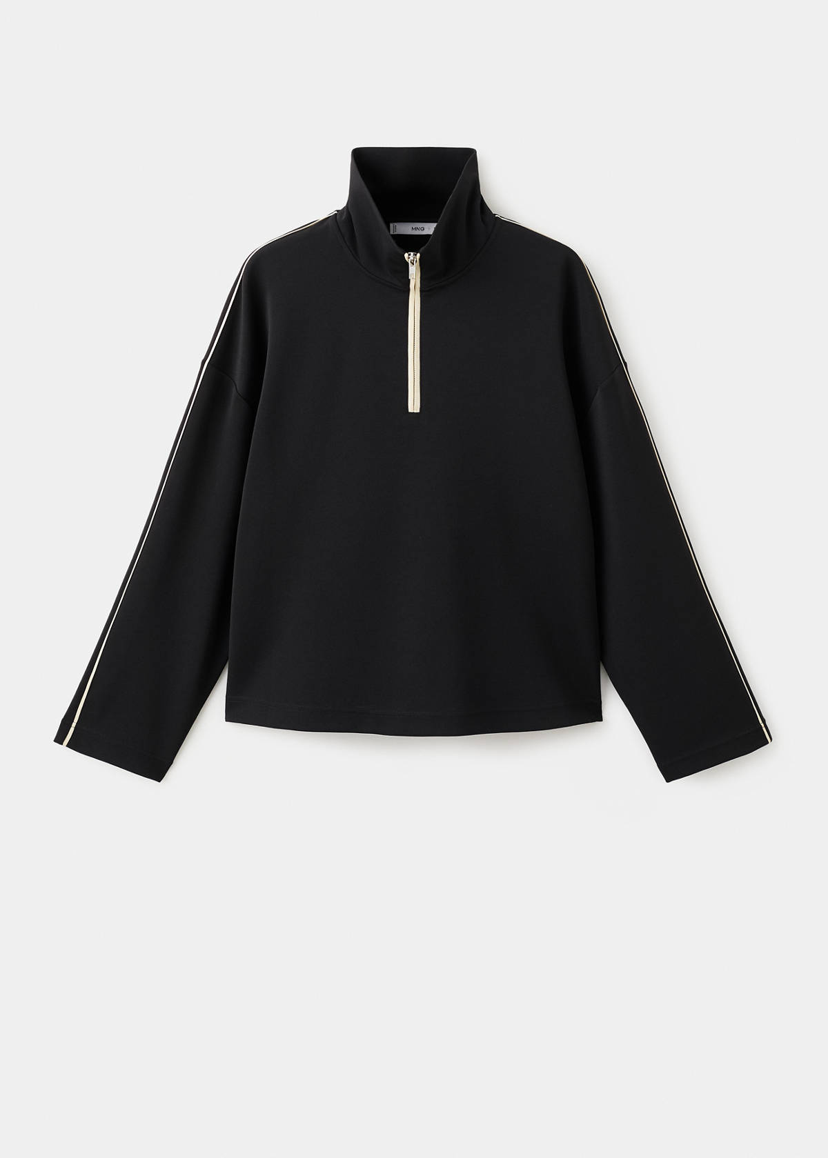 Turtleneck sweatshirt with zip — Black