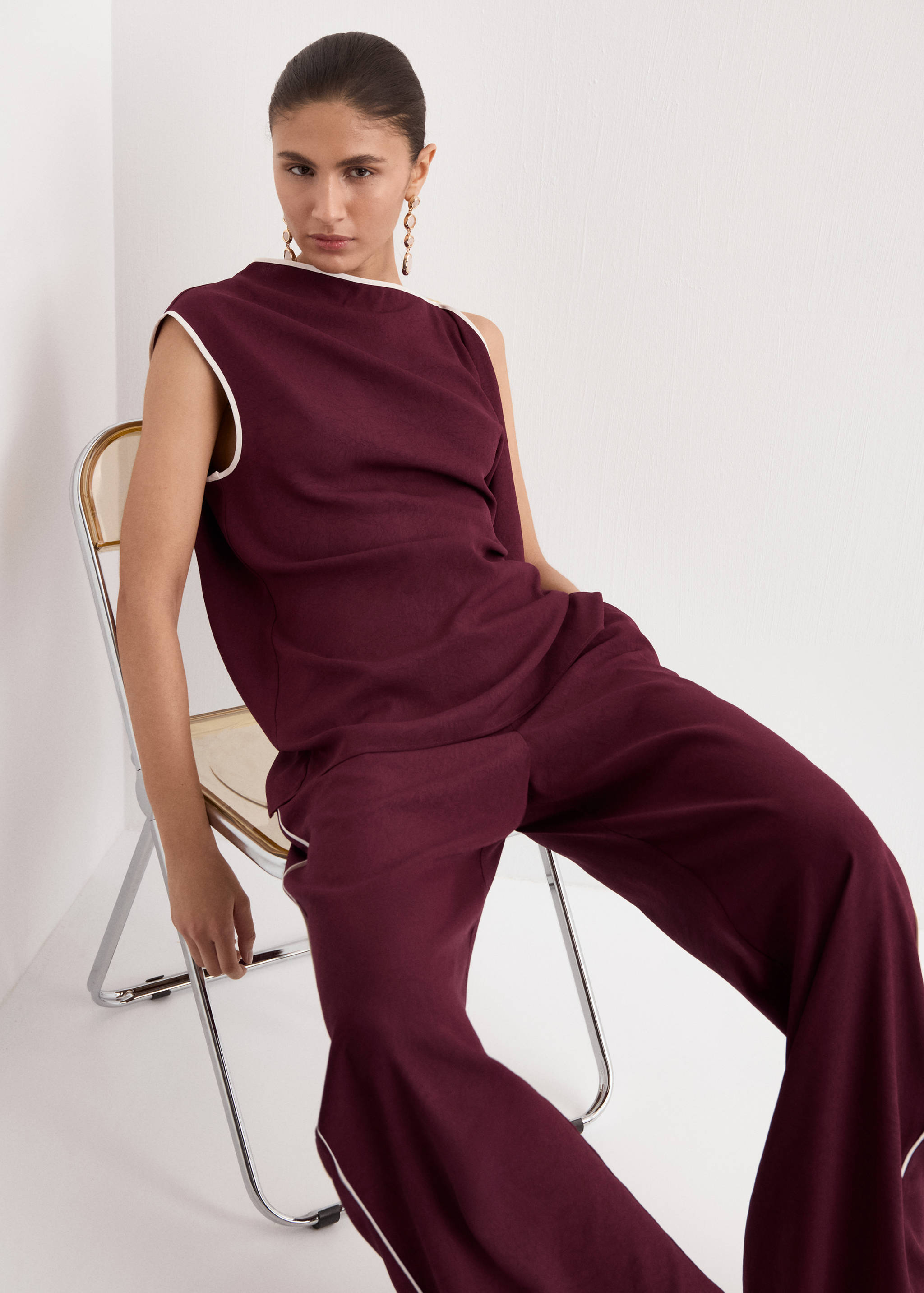 Pantalón recto raya contraste - Detalle del artículo 2