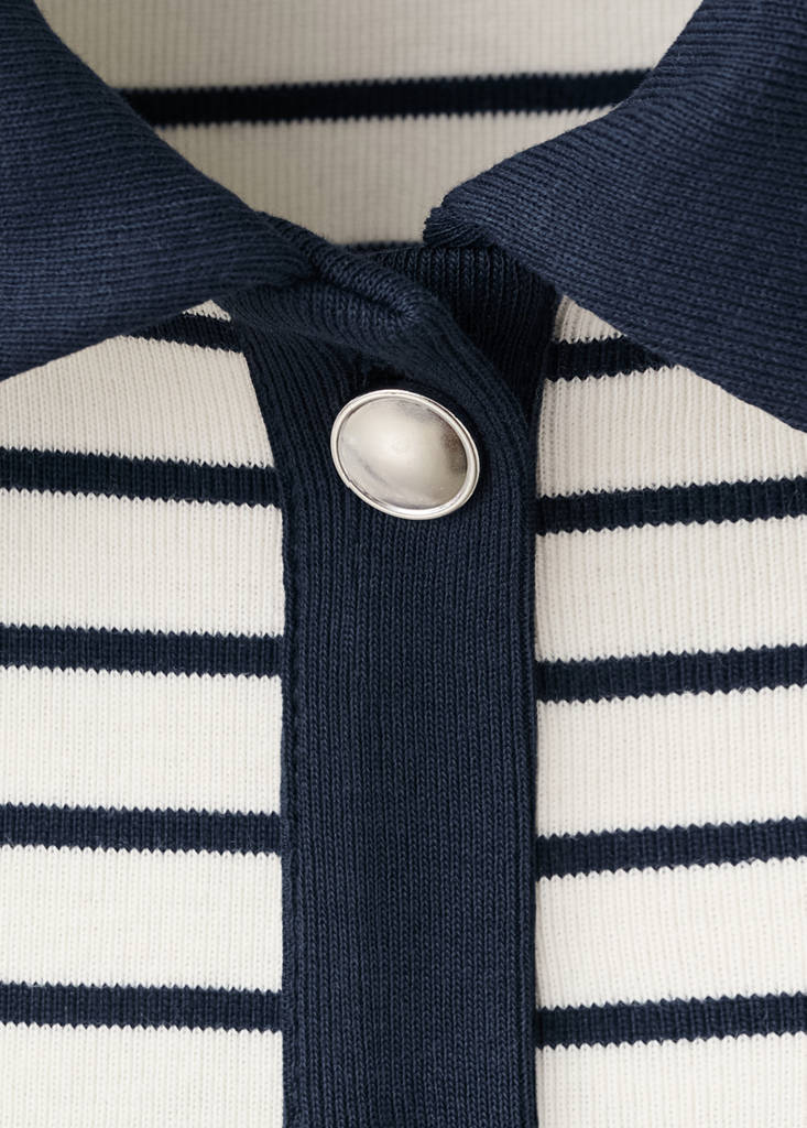 Striped cardigan with jewel buttons — Navy