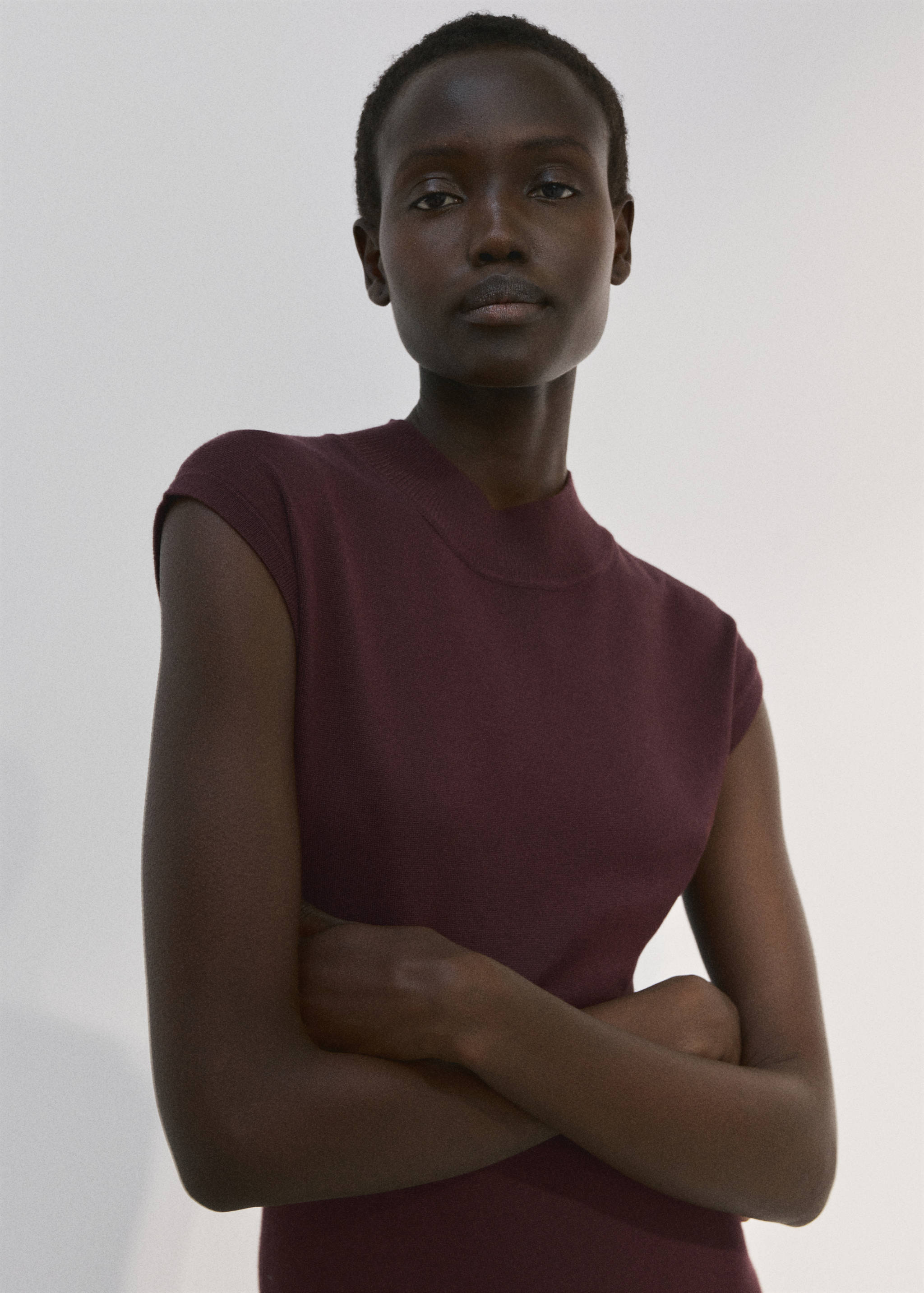 Perkins-neck knitted dress - Details of the article 1