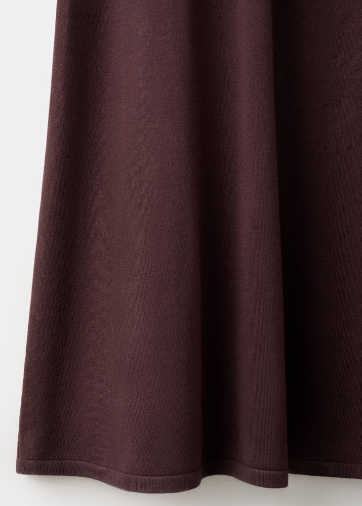 Perkins-neck knitted dress — Chocolate
