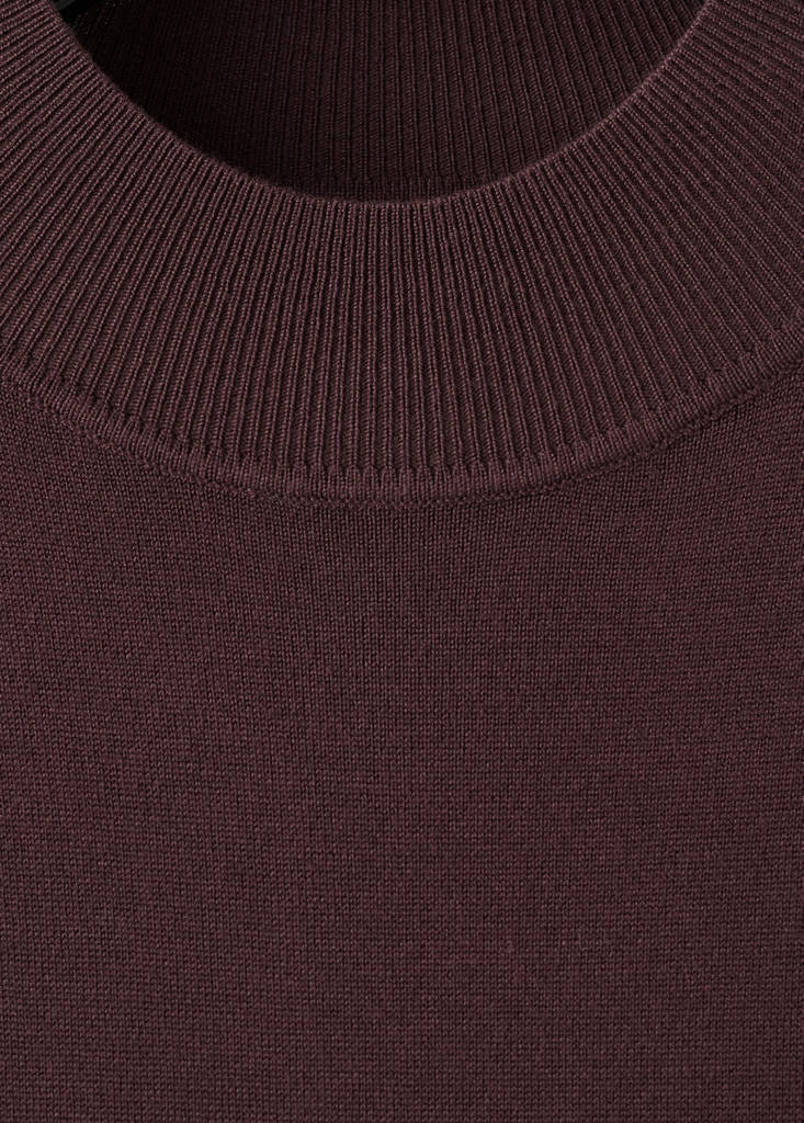 Perkins-neck knitted dress — Chocolate