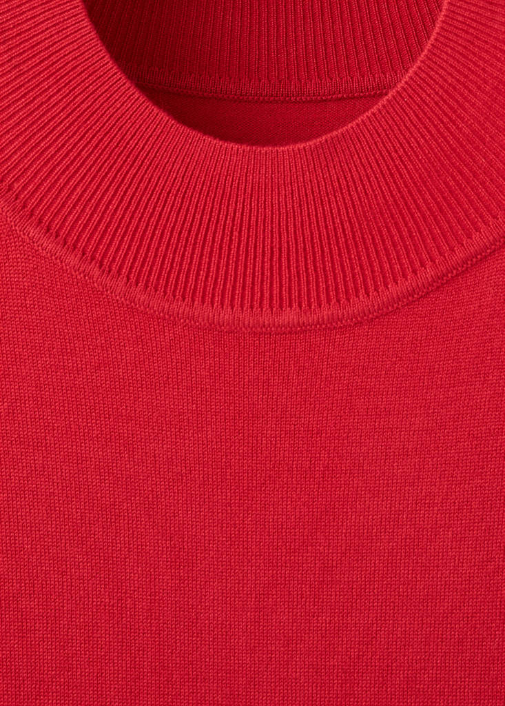 Perkins-neck knitted dress — Red