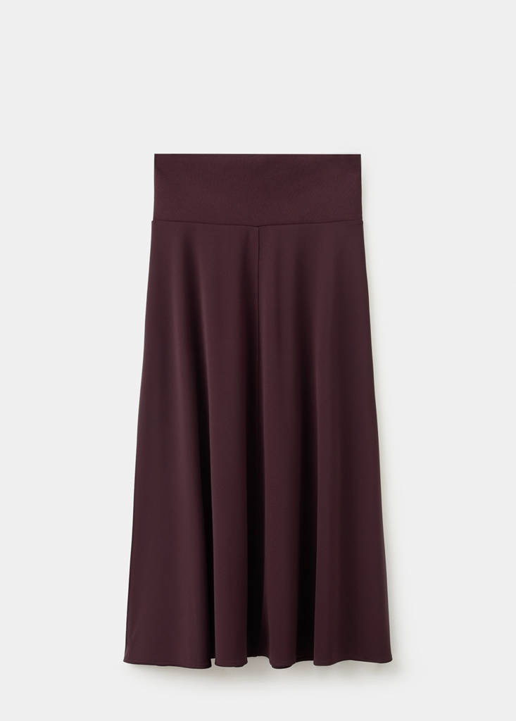 Fine knit midi skirt — Wine