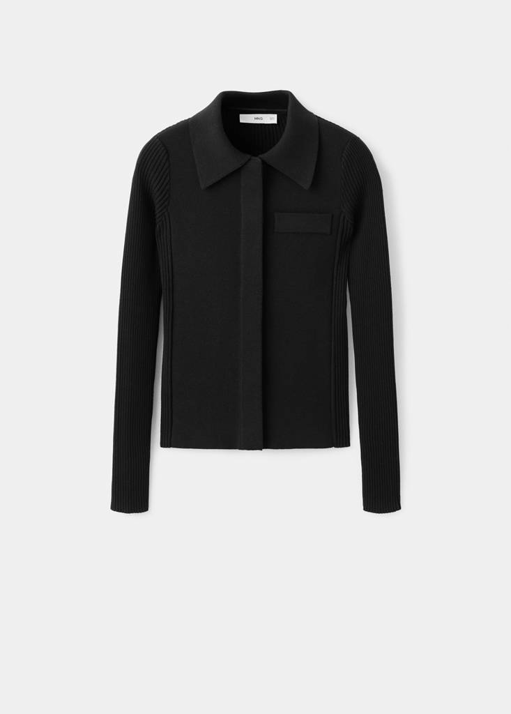 Pocket knit cardigan — Black