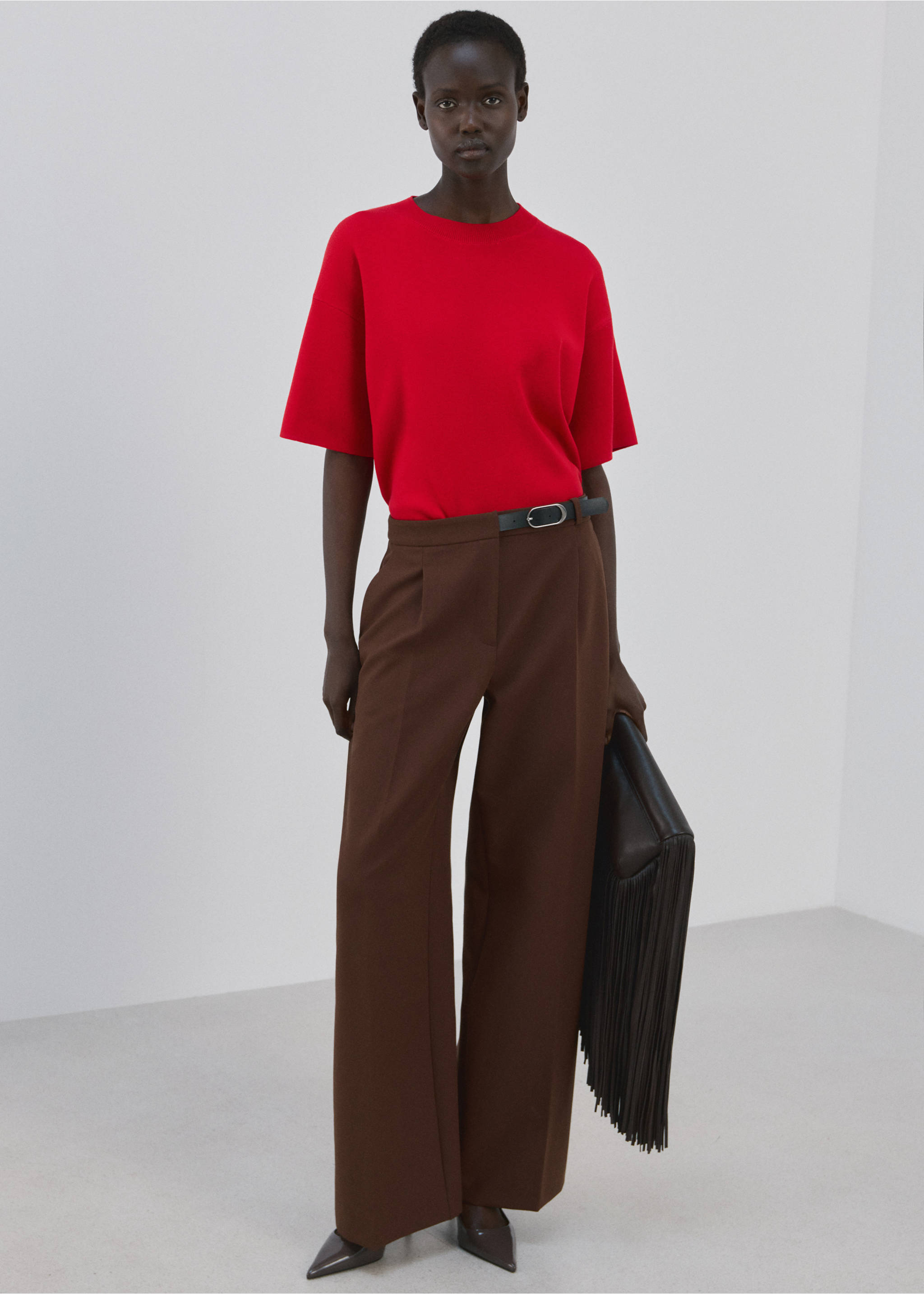 Pull-over manches courtes oversize - Plan général, Rouge. Ref: 27054089-00.