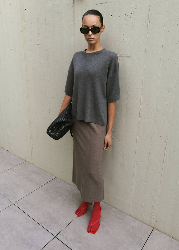 Oversize short sleeve sweater — Charcoal