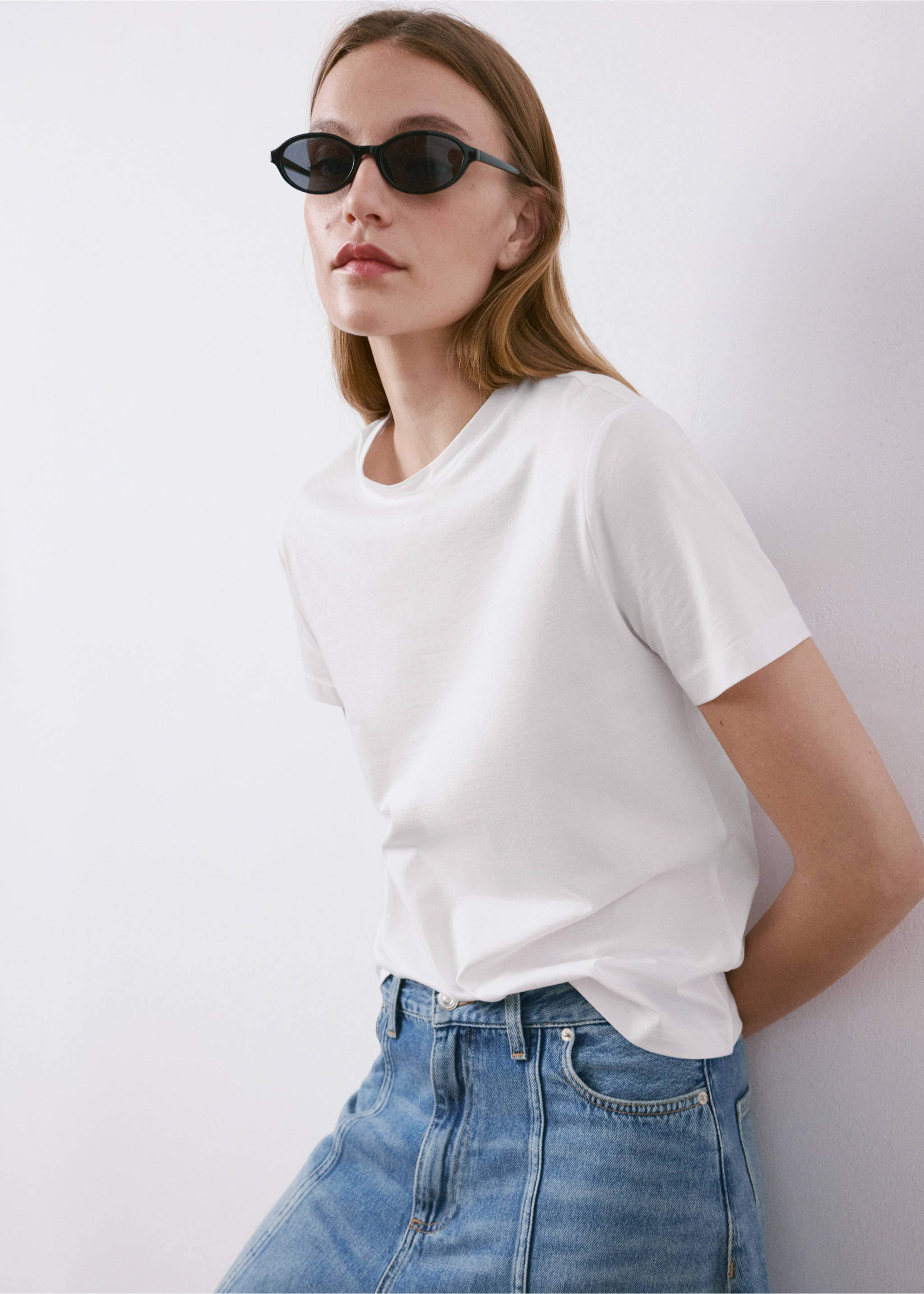 Samarreta cotó màniga curta - Pla mig, Blanc. Ref: 27054090-00.