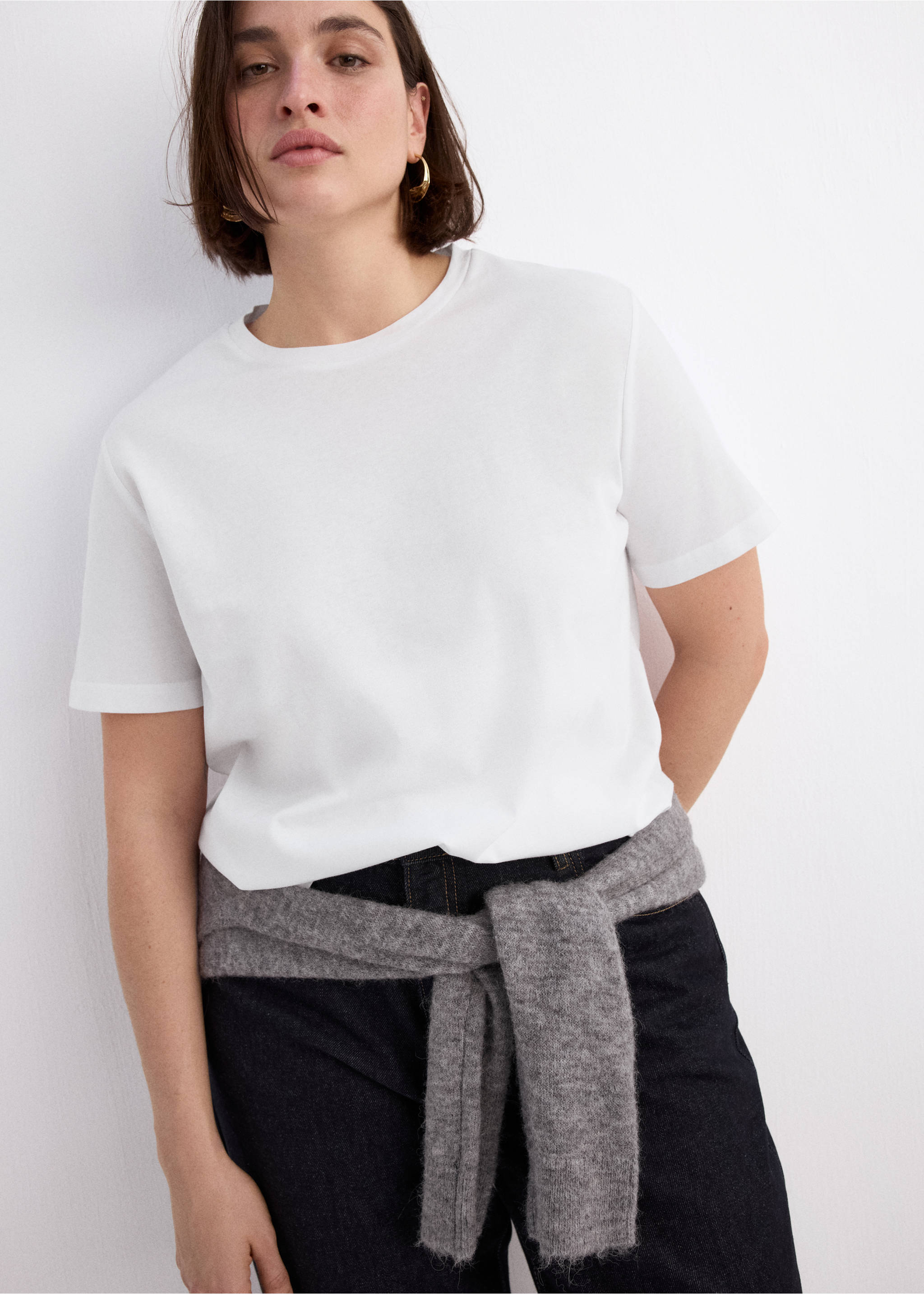 T-shirt coton manches courtes - Détail de l'article 5, Blanc. Ref: 27054090-00.