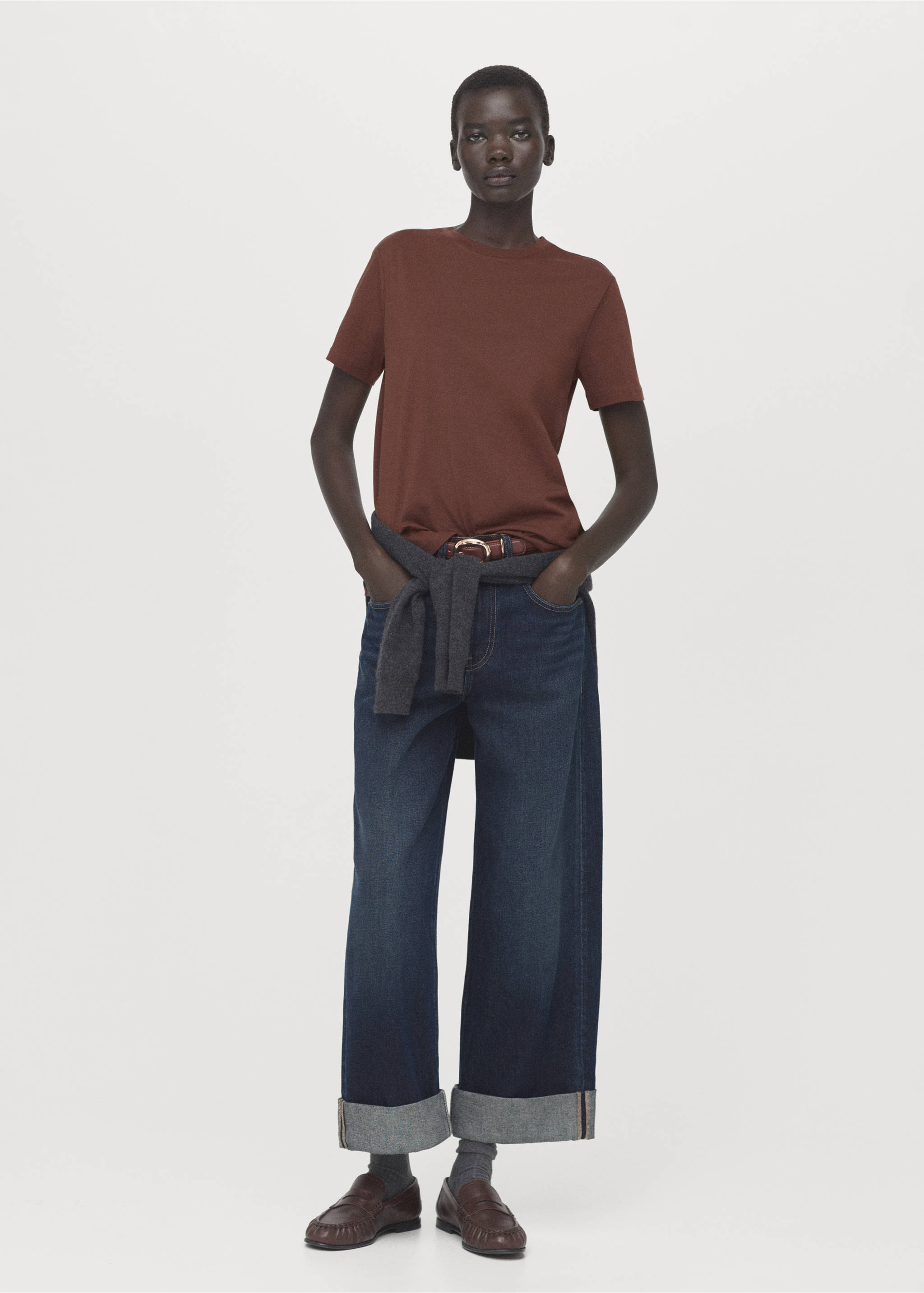 T-shirt coton manches courtes - Plan général, Rouge-orangé. Ref: 27054090-00.