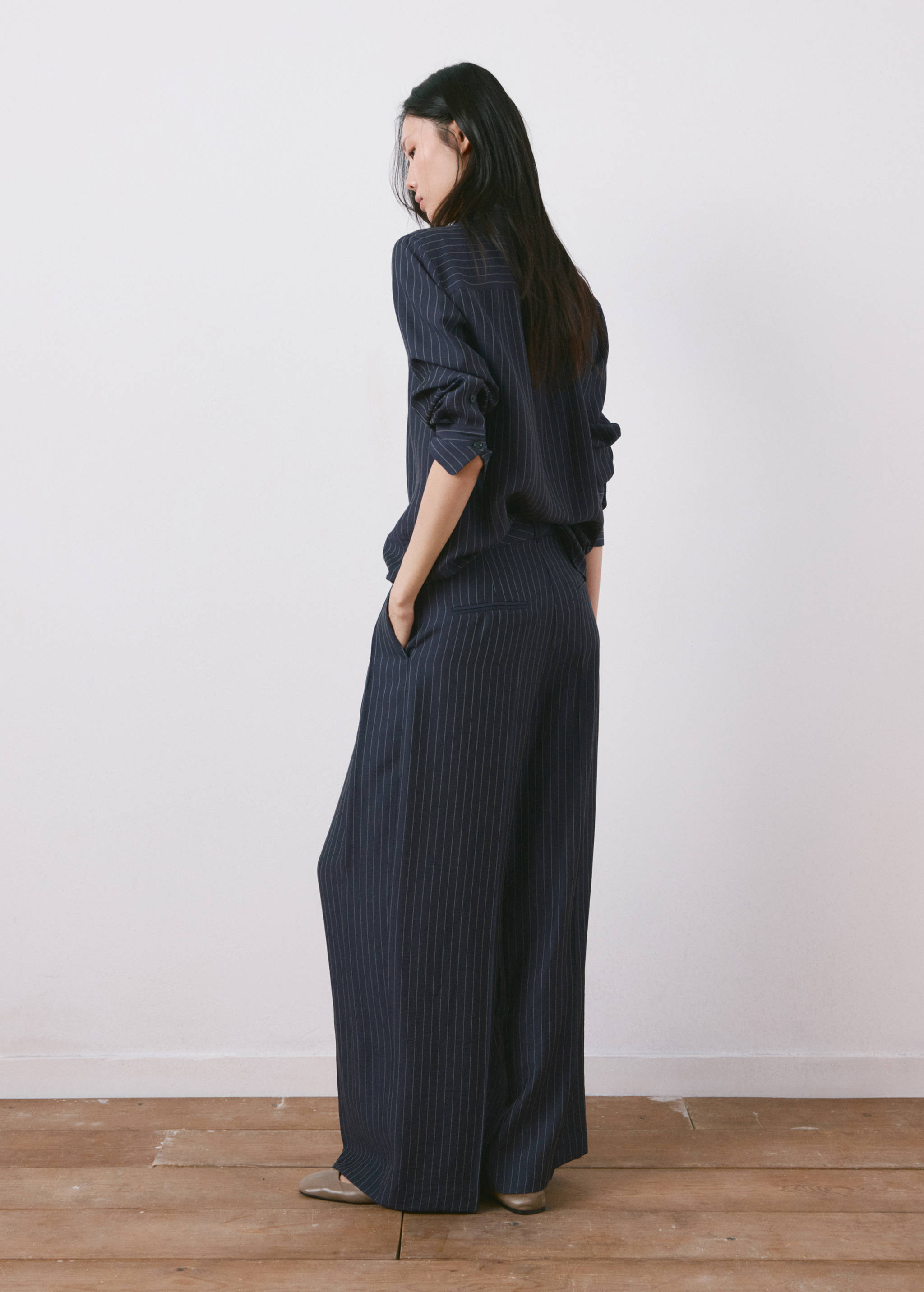 Pinstripe wide leg trousers - Reverse of the article