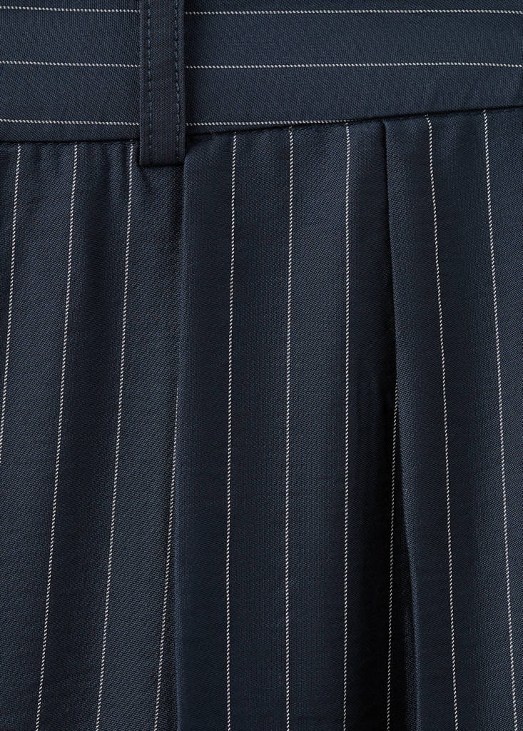 Pinstripe wide leg trousers — Navy