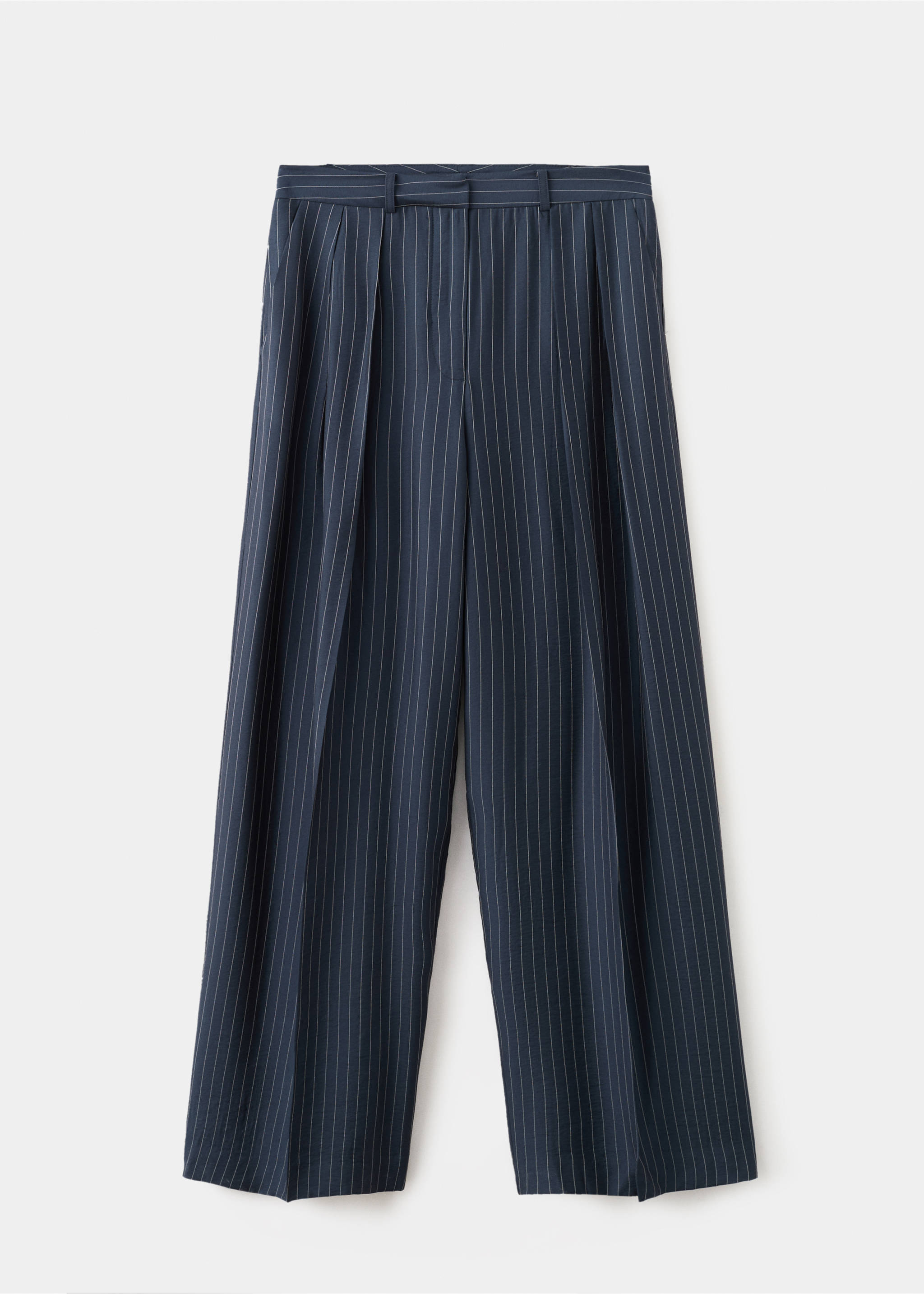 Pantalon wide leg à rayures tennis en contraste - Article sans modèle, Bleu marine. Ref: 27054091-00.