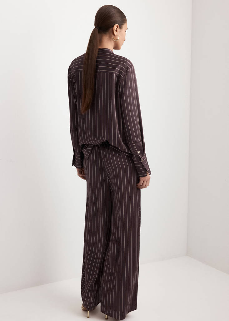 Geometric-print satin trousers — Chocolate