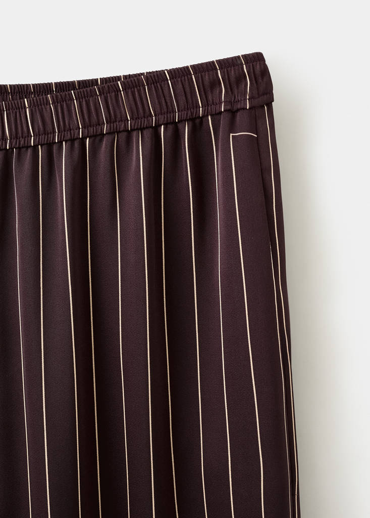 Geometric-print satin trousers — Chocolate