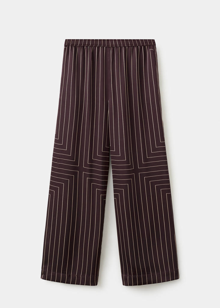 Geometric-print satin trousers — Chocolate