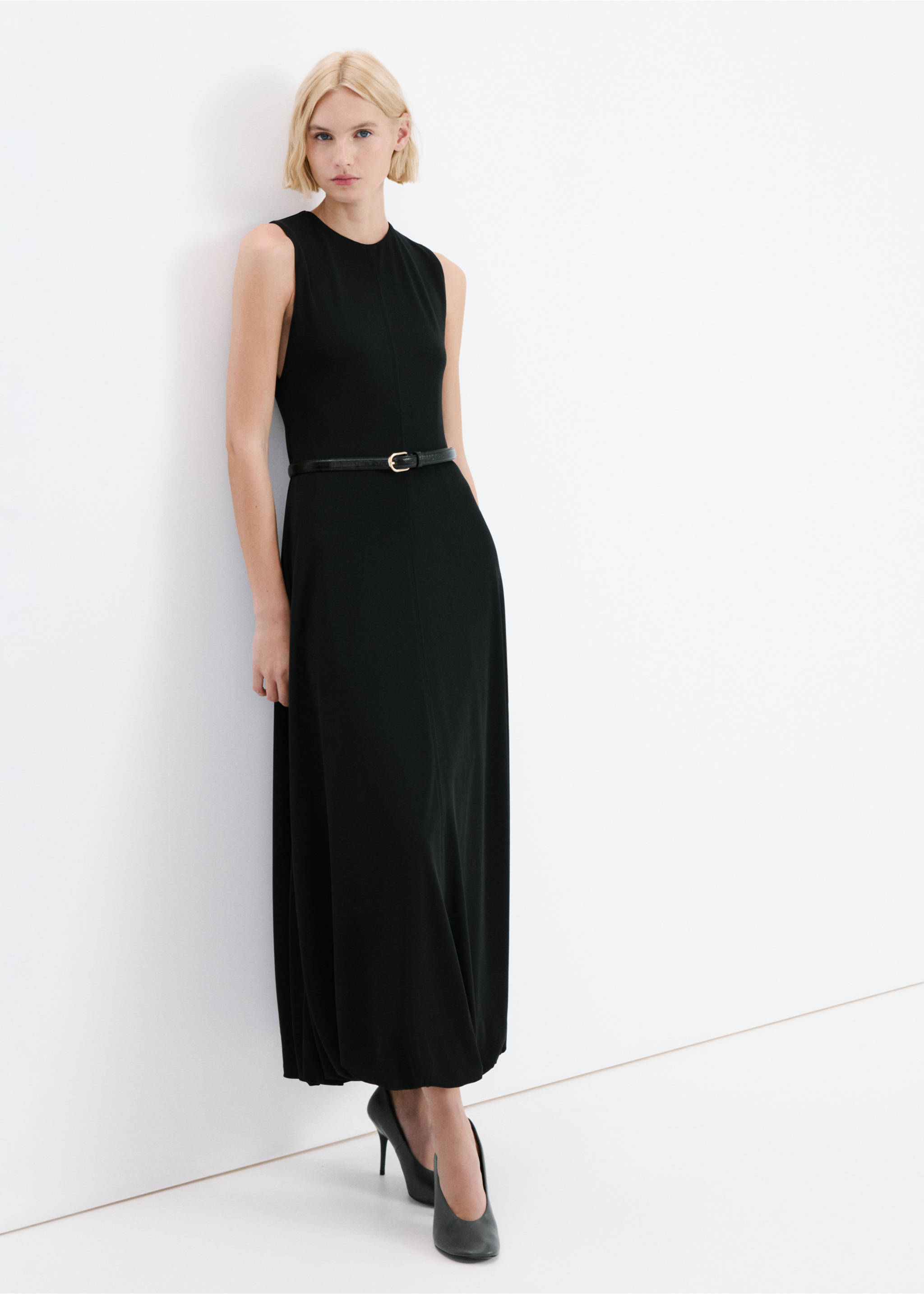 Flared cotton dress - General plane, Black. Ref: 27054093-00.
