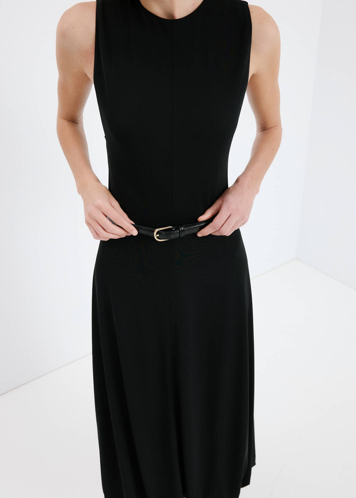 Flared cotton dress — Black