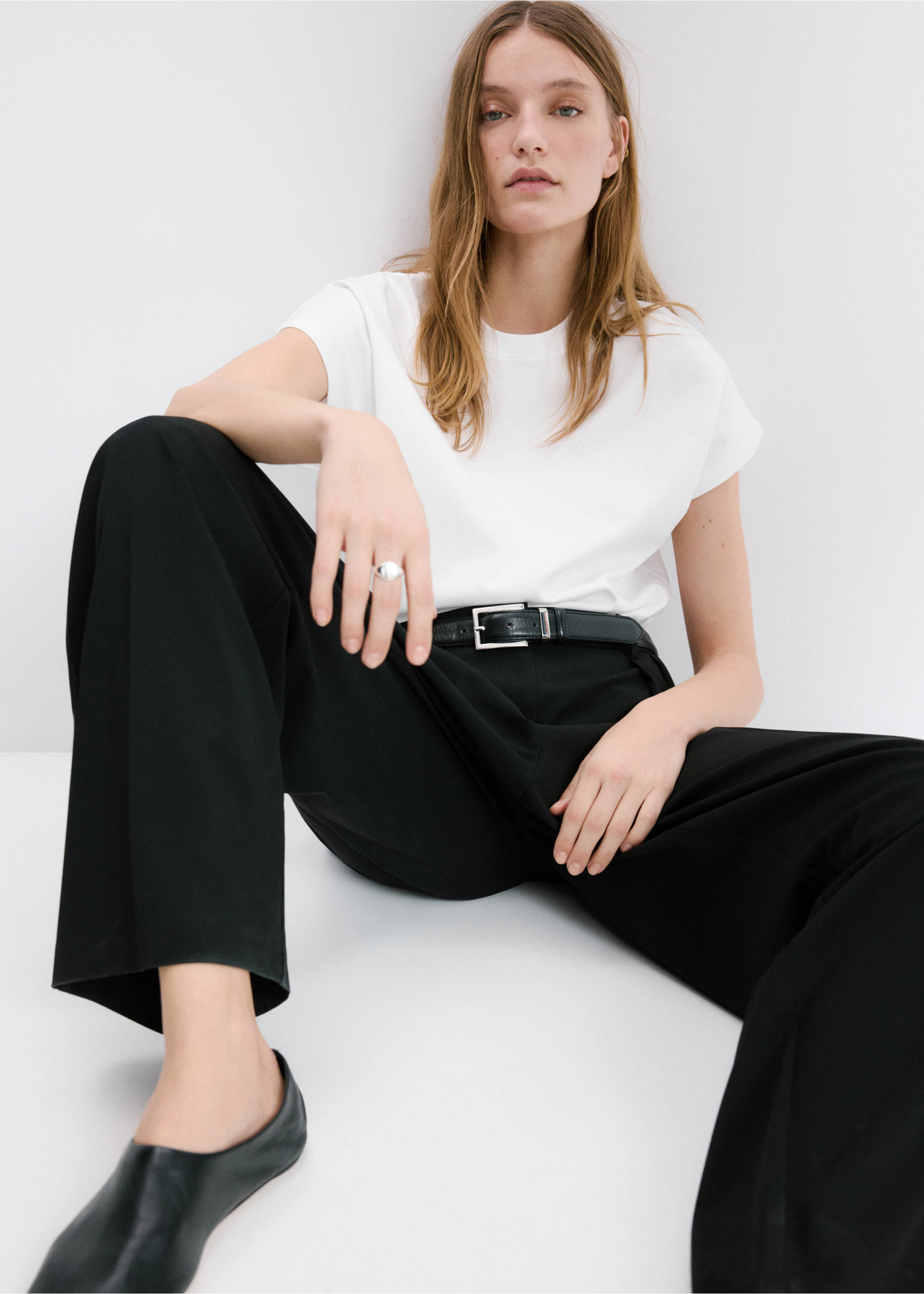 T-shirt coton manches courtes - Plan moyen, Blanc. Ref: 27054096-00.