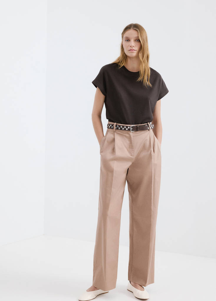 Short-sleeved cotton t-shirt — Brown