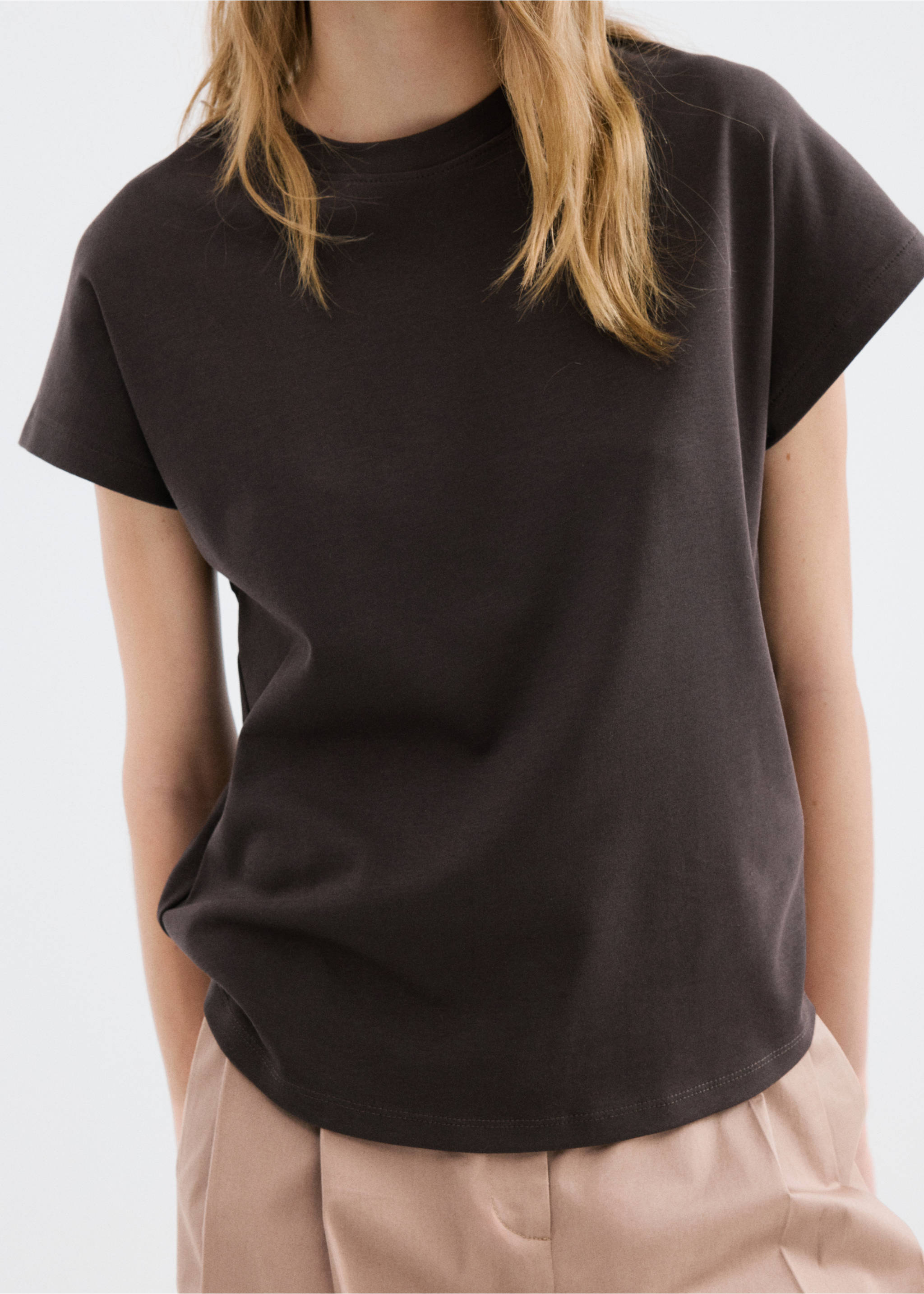 Short-sleeved cotton t-shirt - Medium plane, Brown. Ref: 27054096-00.