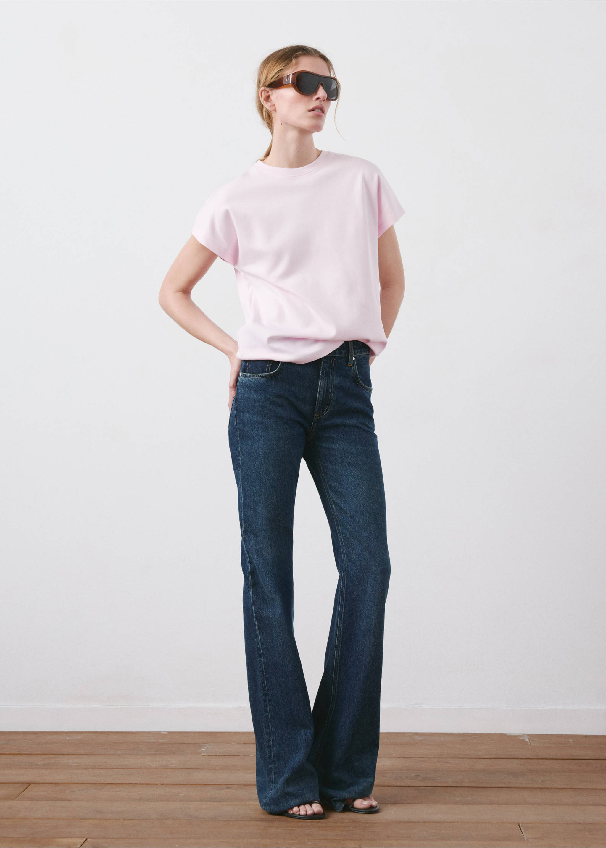 Short-sleeved cotton t-shirt - General plane, Pastel Pink. Ref: 27054096-00.