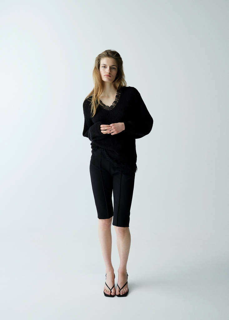 Jumper with lace detail — Black
