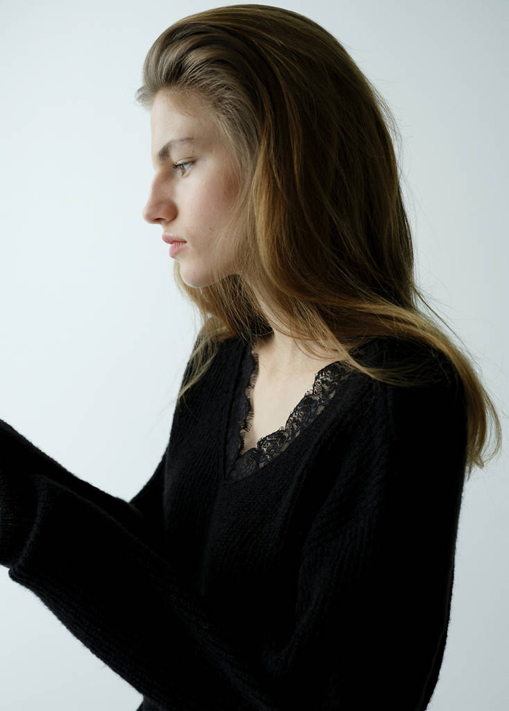 Jumper with lace detail — Black