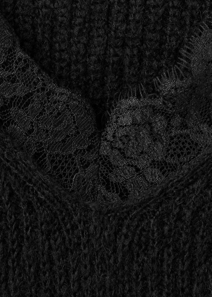 Jumper with lace detail — Black