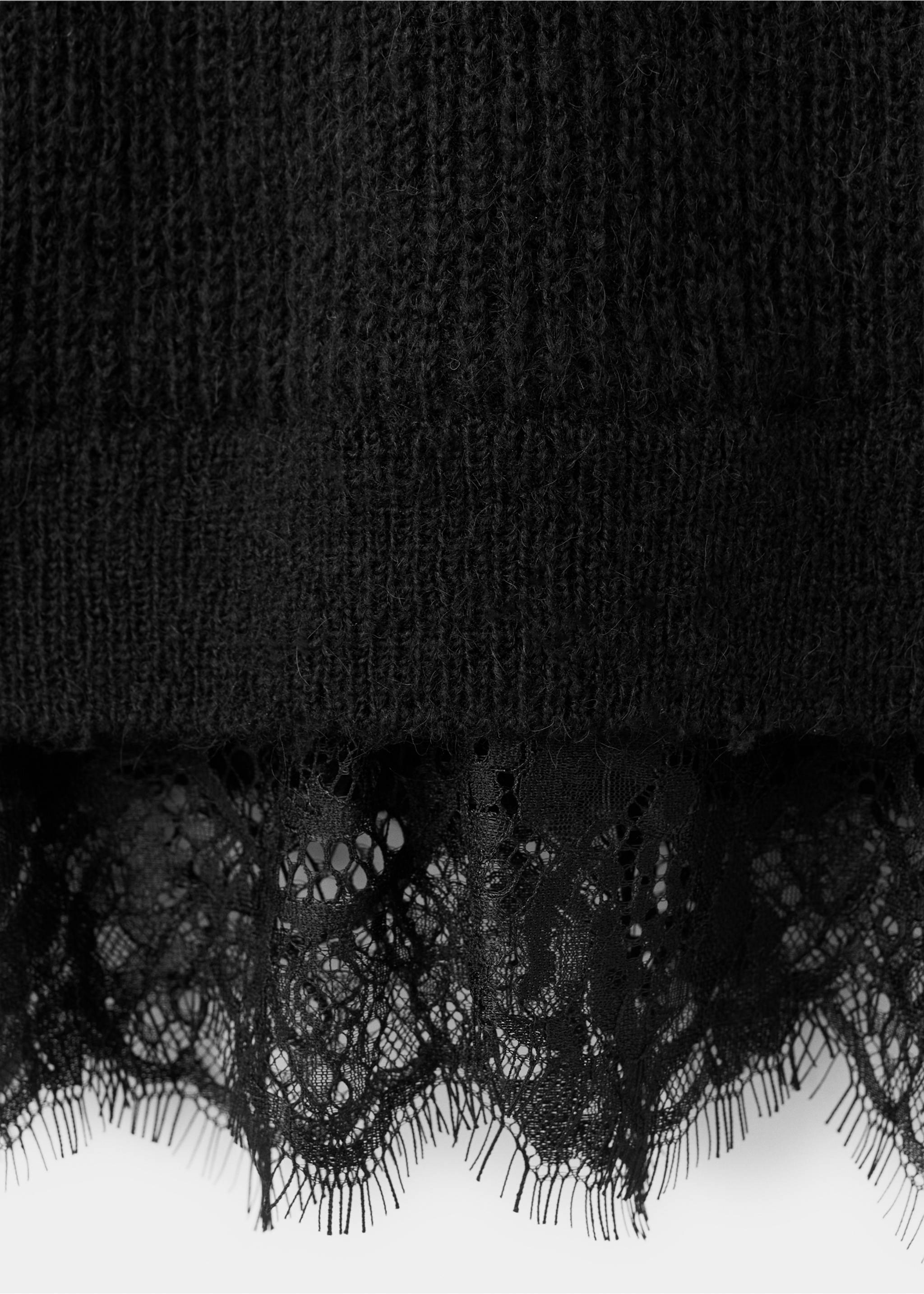 Jumper with lace detail - Details of the article 0, Black. Ref: 27054097-00.