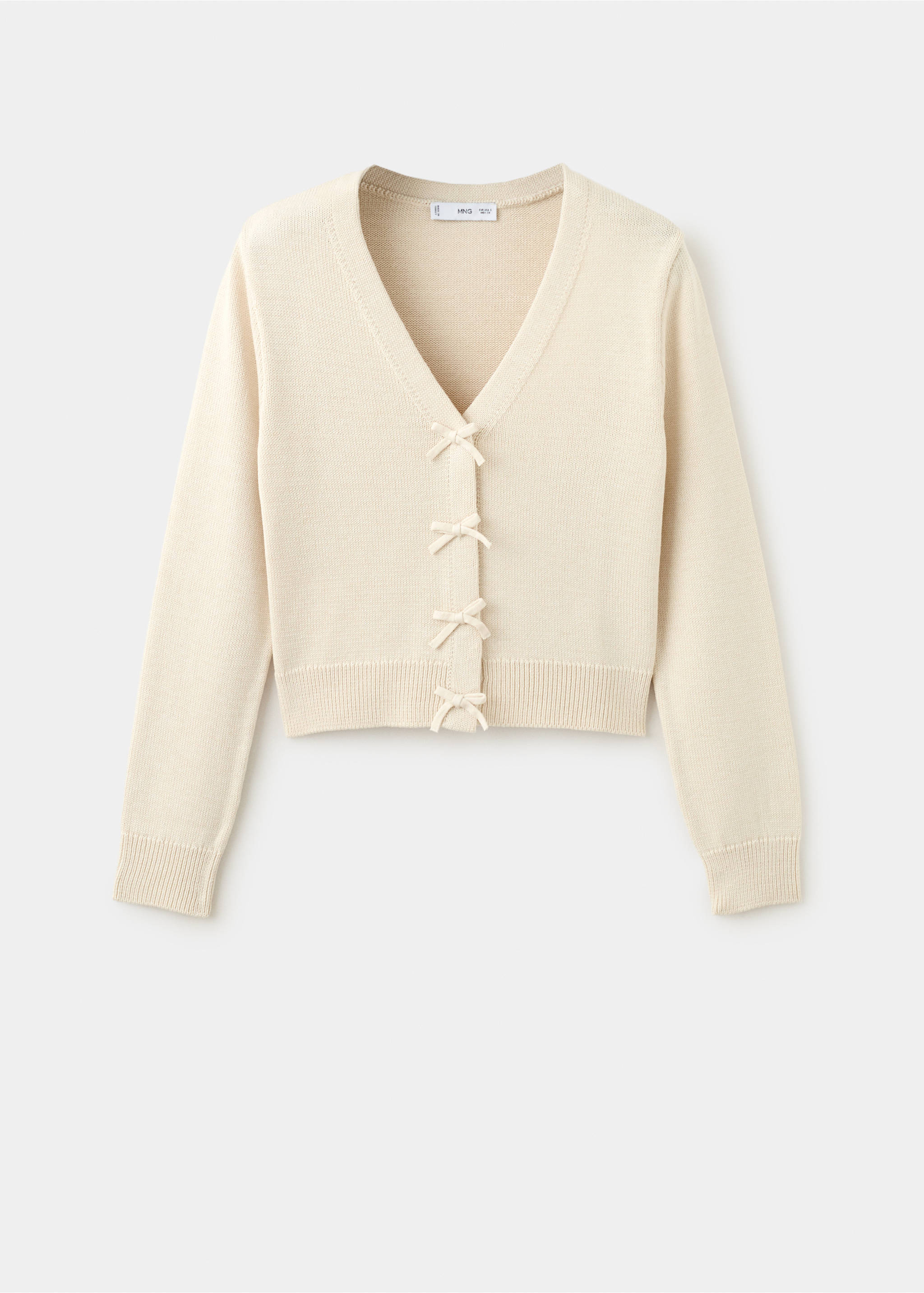 Knitted cardigan with ties - Article without model, Ecru. Ref: 27054098-00.