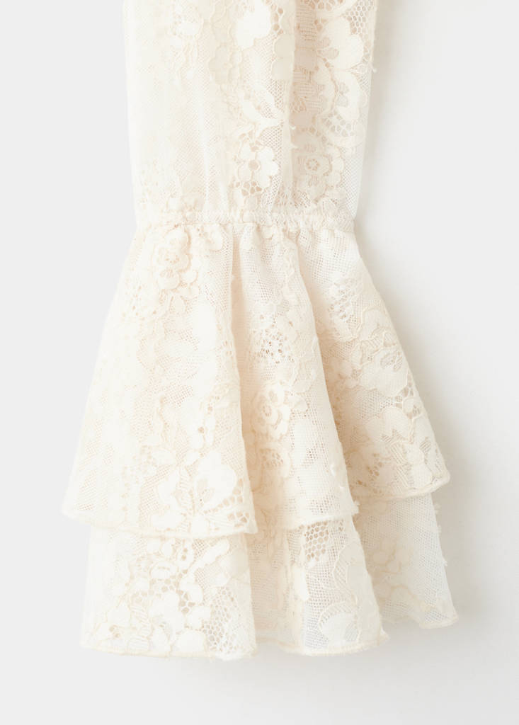 Ruffled embroidered blouse — Ecru