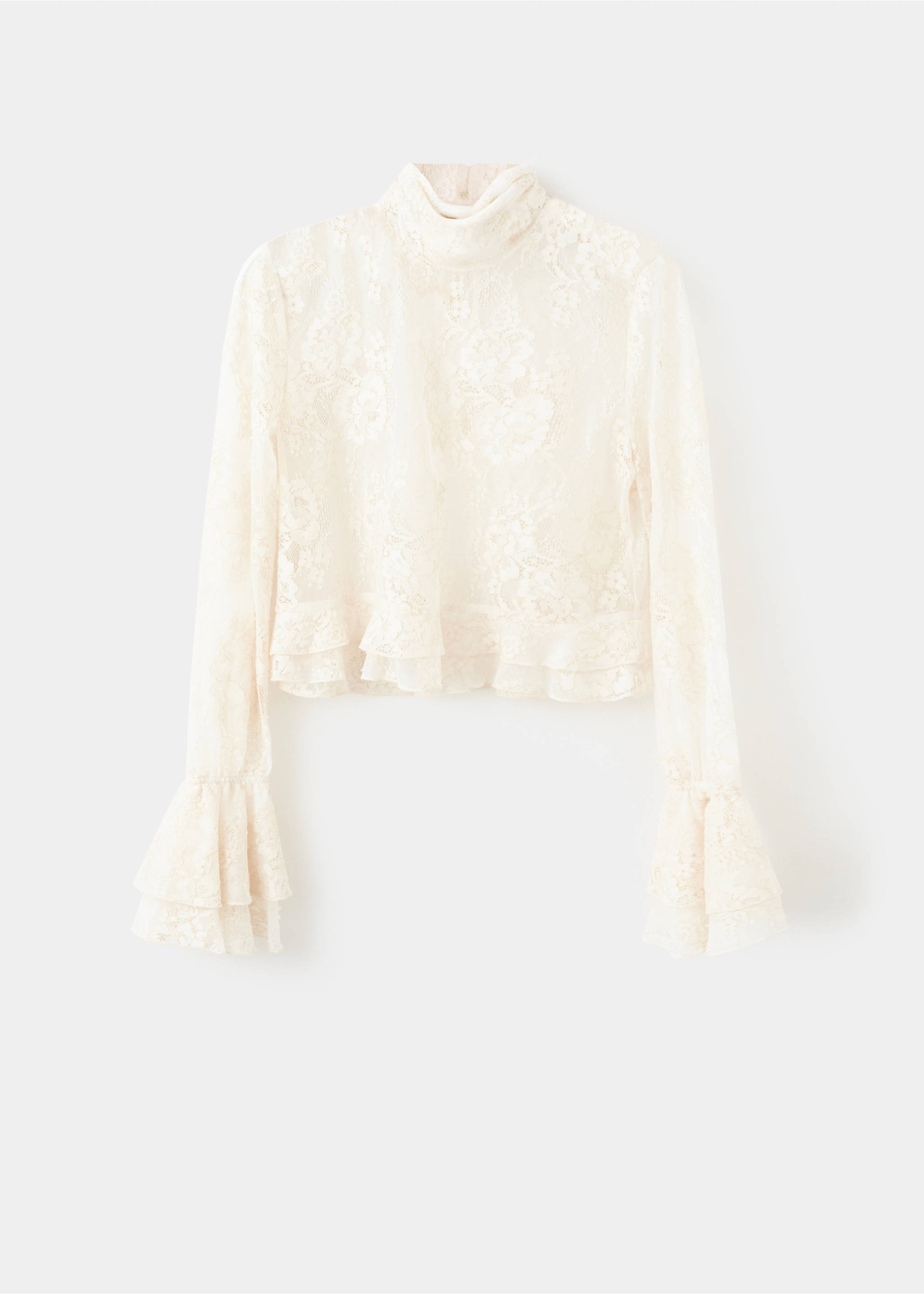 Blouse brodée volants - Article sans modèle, Écru. Ref: 27054099-00.