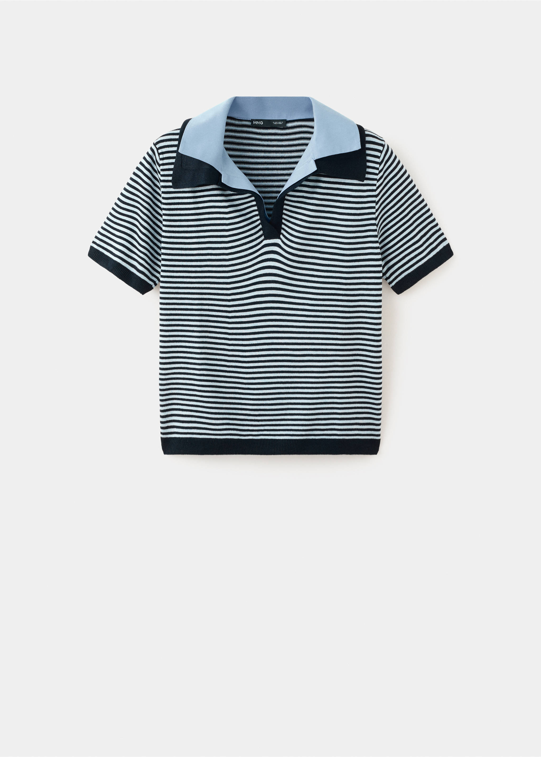 Knitted jumper with combined collar - Article without model, Dark Navy. Ref: 27054100-00.