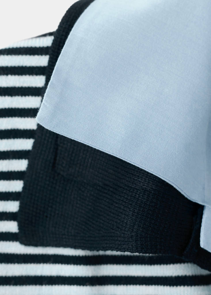 Knitted jumper with combined collar — Dark Navy