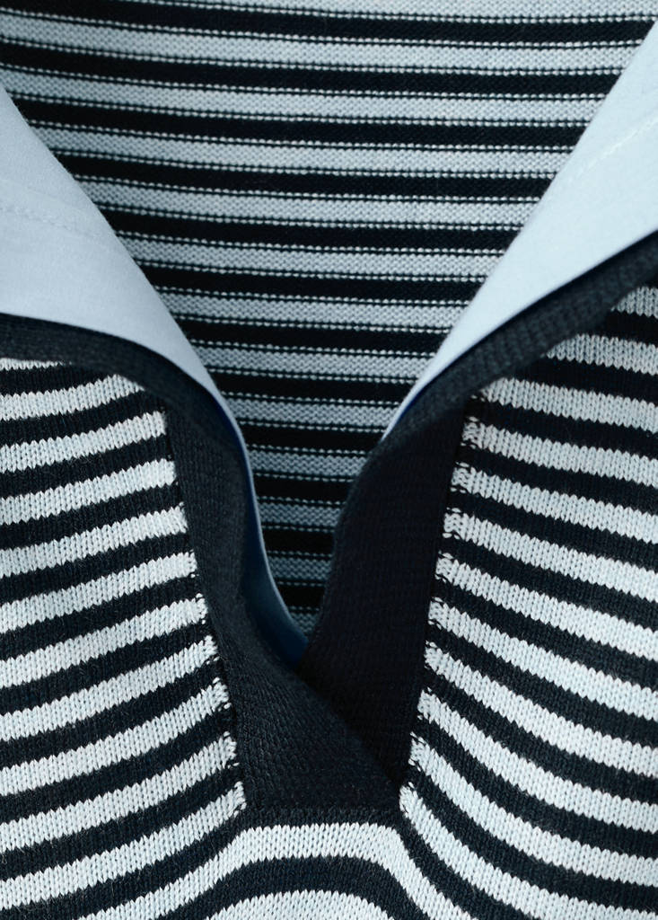 Knitted jumper with combined collar — Dark Navy