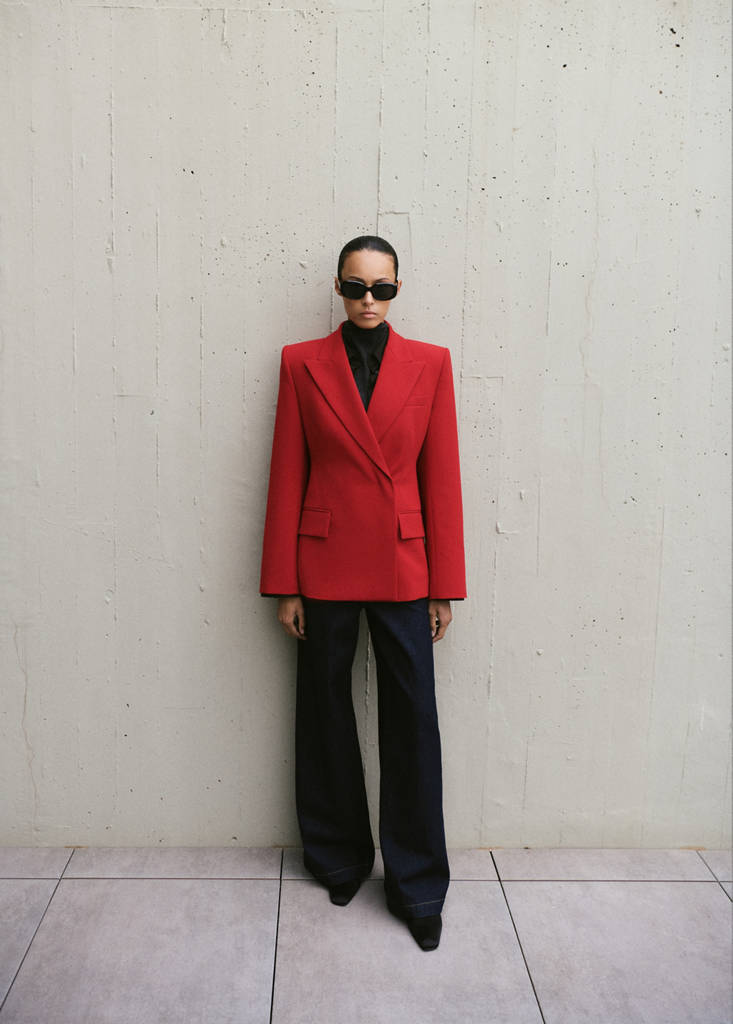 Fitted double-breasted blazer — Red