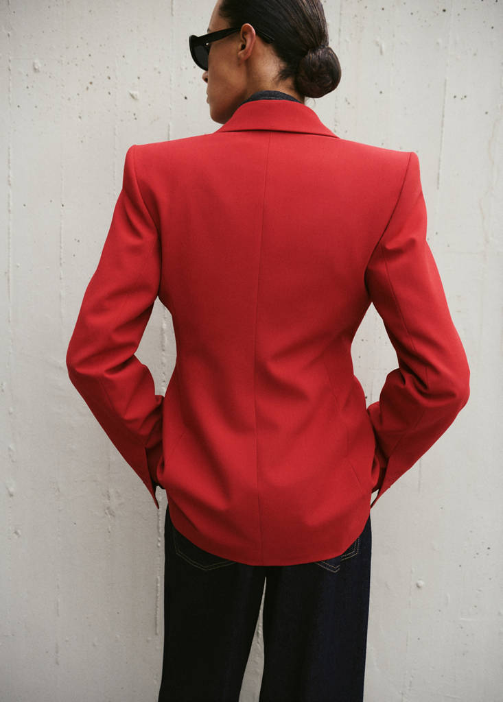 Fitted double-breasted blazer — Red